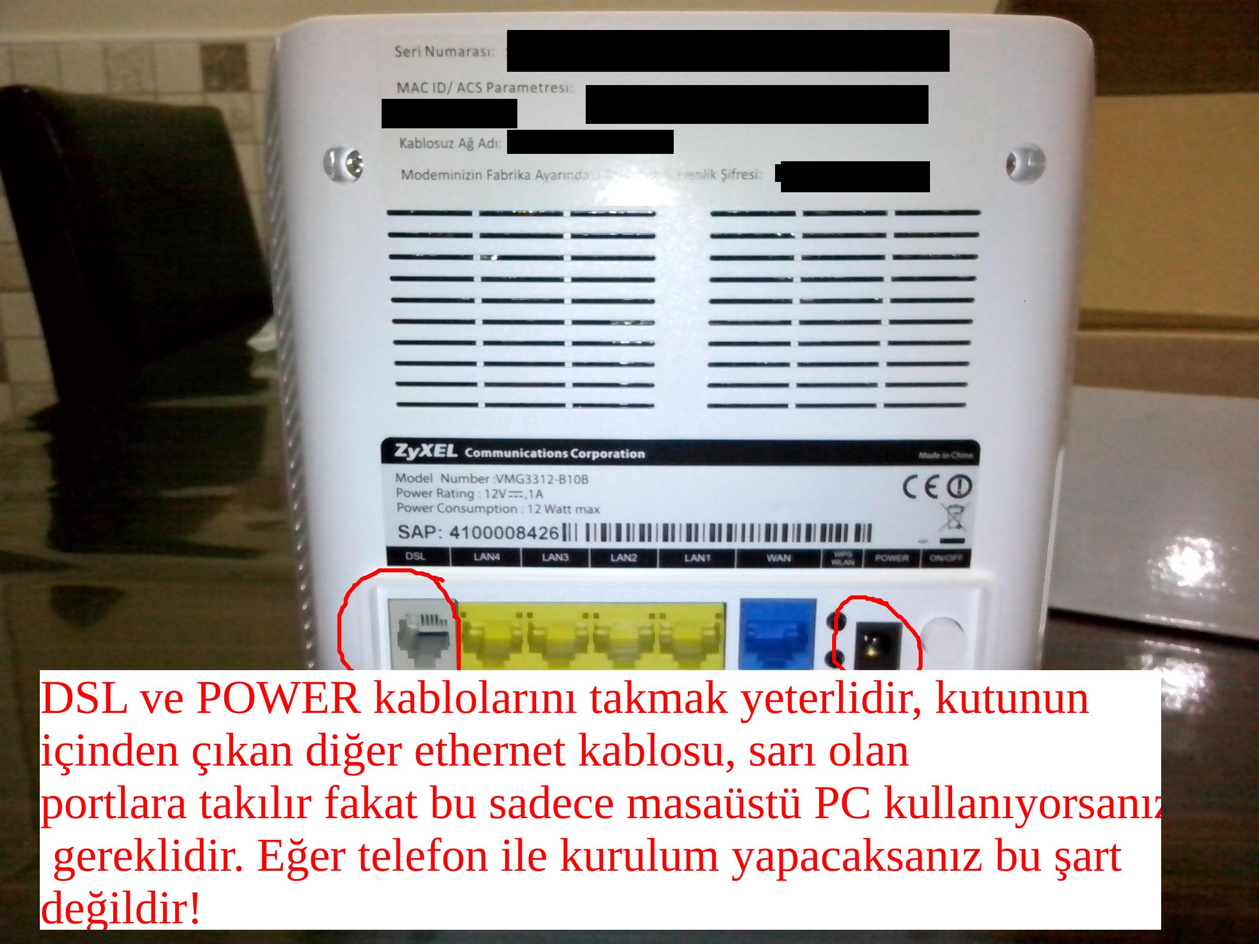 Modem kablolarını takın